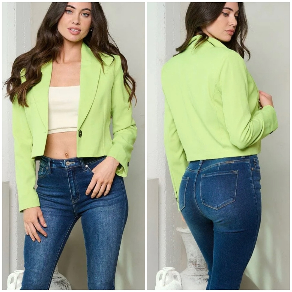 GALITA Lime Green Cropped Blazer - Picture 2 of 2